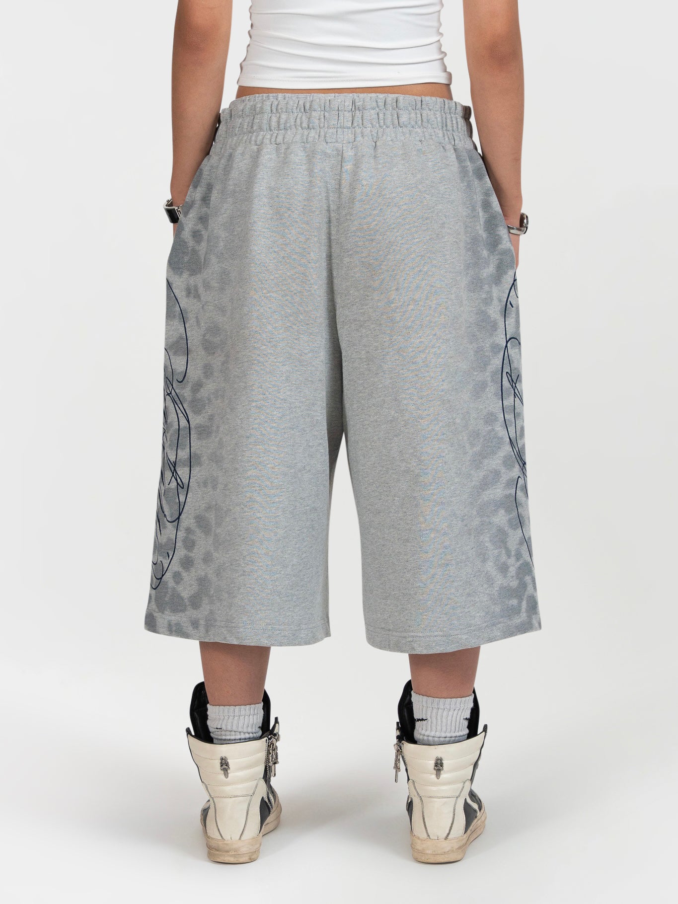 Back facing close up angle showcasing the jafari shorts. J3T 