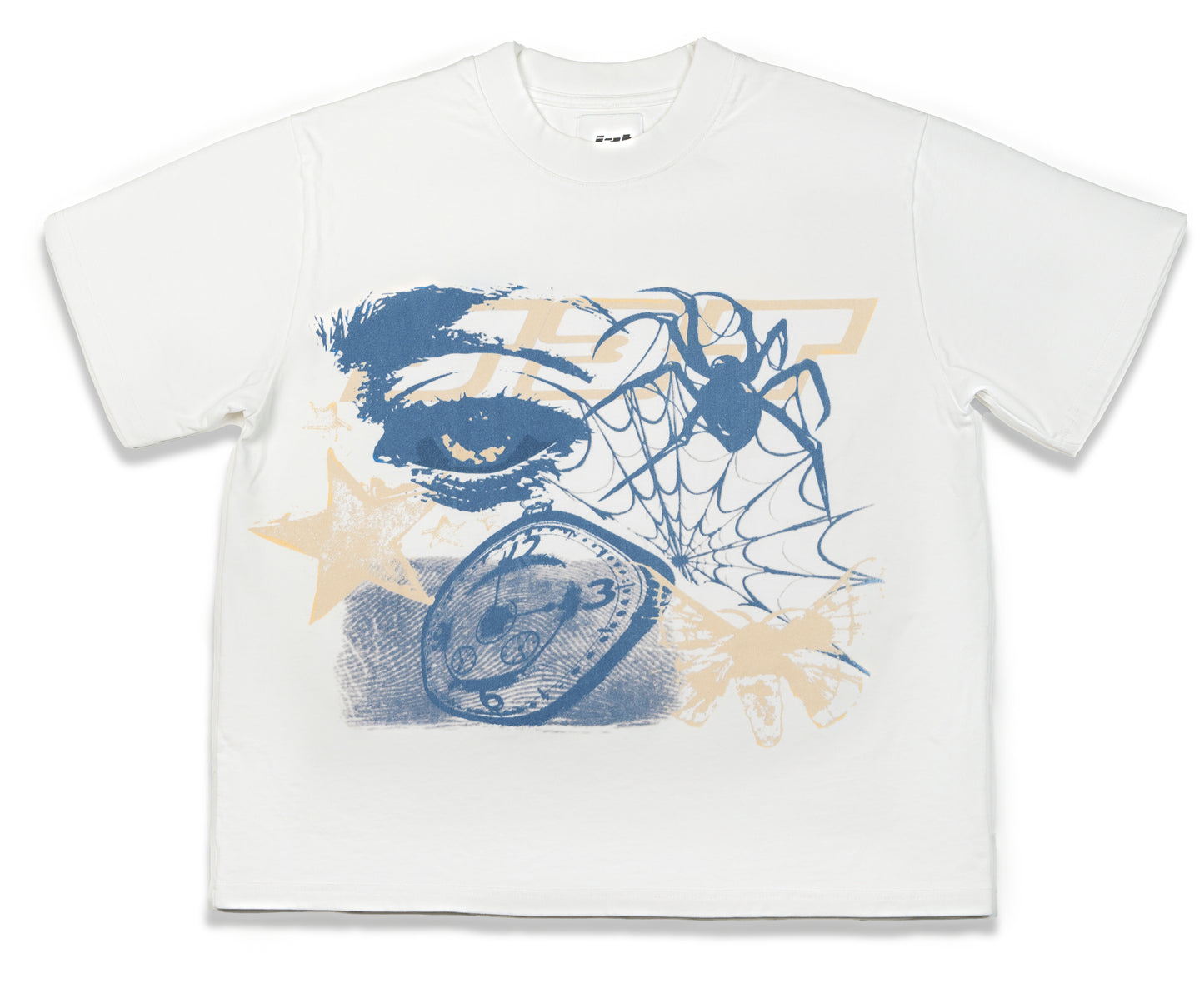 Flock Tee White with blue and yellow dtg print